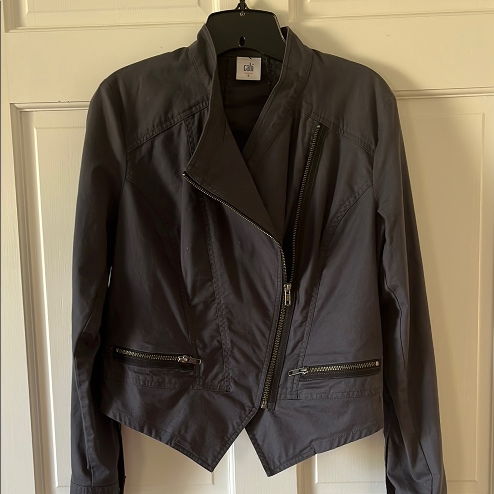 Cabi Dark Charcoal Asymmetrical Gray Moto Jacket